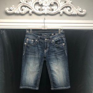 Miss Me Mid-Rise Bermuda Stretch Denim Shorts
